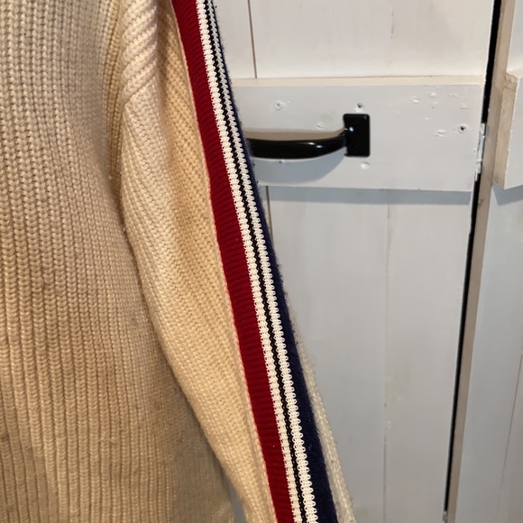 Burberry White Wool Striped Sleeve Sweater - Picture 3 of 5